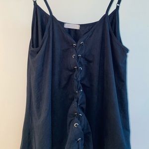 Tie up suede top